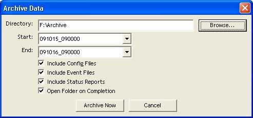 Select Action > Archive Data from the main menu: